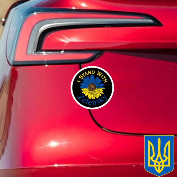 I Stand With Zelensky 2025 Sticker and Car Magnet - Support Ukraine