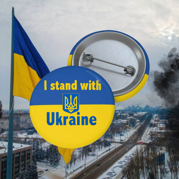 I Stand with Ukraine Support Ukraine 2025 Pin Button