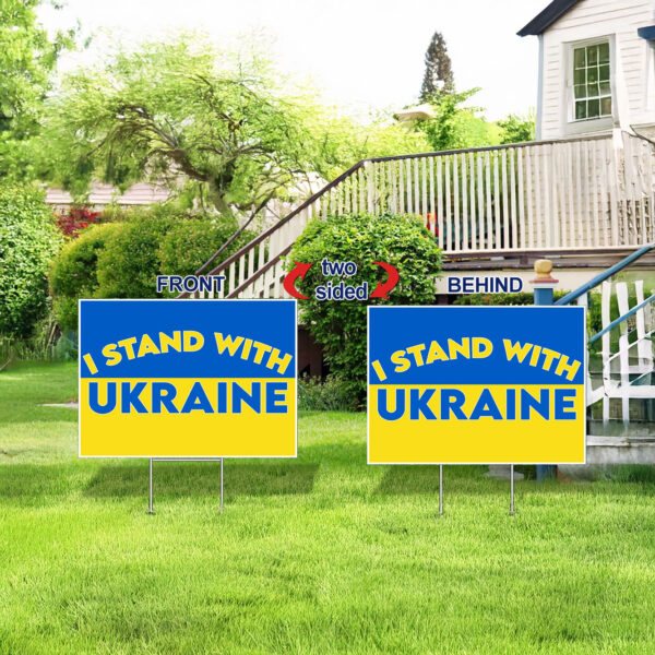 I Stand with Ukraine with Blue & Yellow 2025 Yard Sign