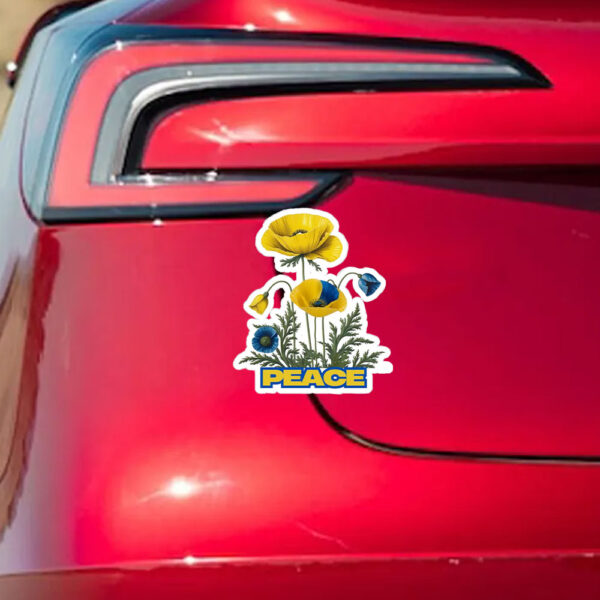 PEACE POPPY UKRAINE 2025 Sticker and Car Magnet