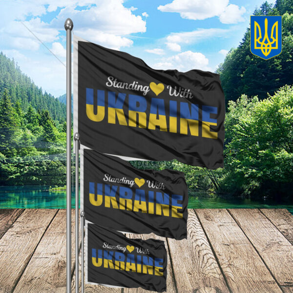 Stand Love With Ukraine 2025 Flag - Anti Trump