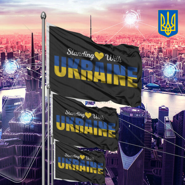 Stand Love With Ukraine 2025 Flag - Anti Trump