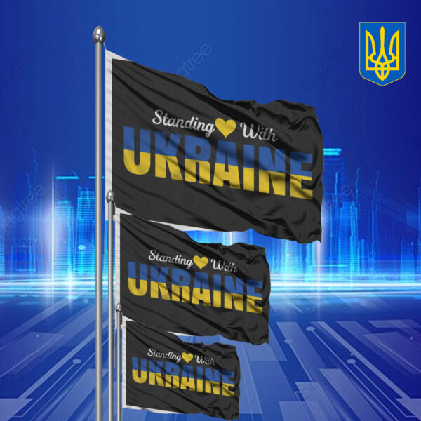 Stand Love With Ukraine 2025 Flag - Anti Trump