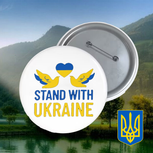 Stand with Ukraine 2025 Pin Button - Support Ukraine