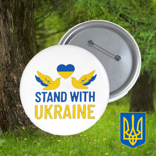 Stand with Ukraine 2025 Pin Button - Support Ukraine