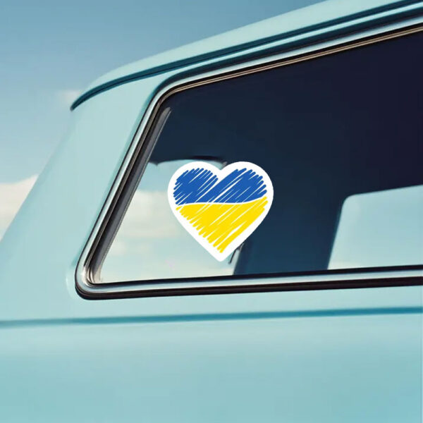 Stand with Ukraine Heart 2025 Sticker and Car Magnet