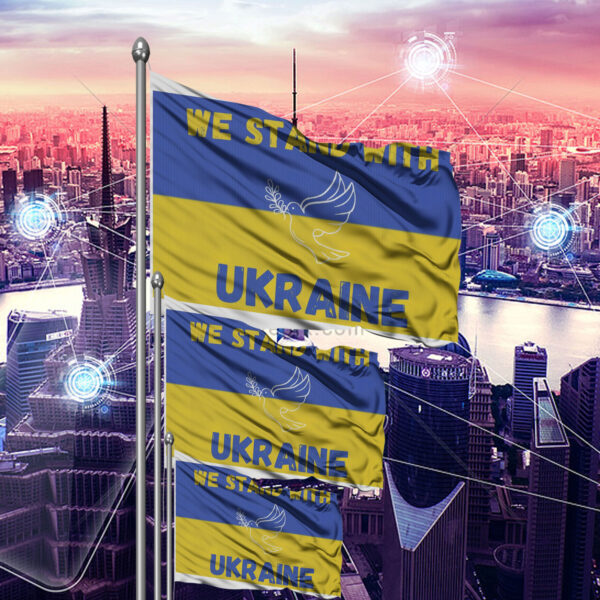 We Stand with Ukraine - Peace For Ukraine 2025 Flag